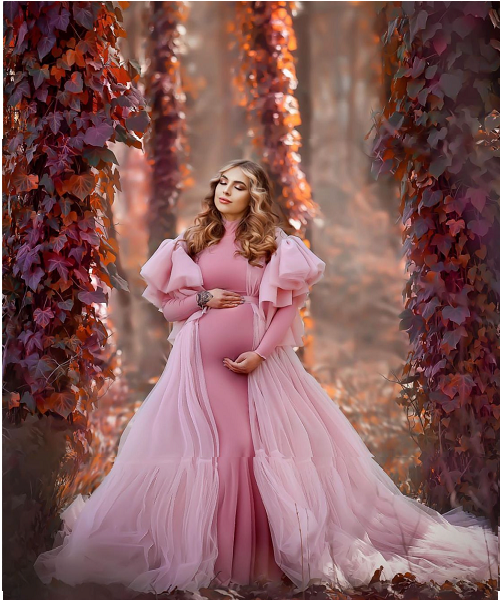 G322, Pink Multi Shade Maternity Shoot Gown, Size (All) – Style