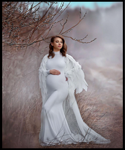 Load image into Gallery viewer, W2030, White Trail Lycra Body Fit Maternity Gown, Size (All)