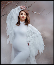 Load image into Gallery viewer, W2030, White Trail Lycra Body Fit Maternity Gown, Size (All)
