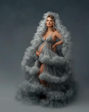 Load image into Gallery viewer, G2037, Grey Ruffled Shoot Trail Gown With Inner (All Size) pp