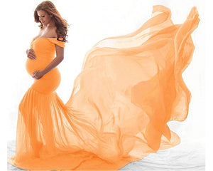 G219, Mustered Maternity Shoot Trail Baby Shower Gown, Size(All)