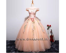 Load image into Gallery viewer, G11, Peach Floral Ball Gown, Size (XS-30 to L-38)