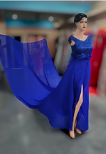 Load image into Gallery viewer, G302, Royal Blue Slit Cut Long Trail Maternity Shoot Baby Shower Gown Size(All)