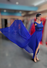 Load image into Gallery viewer, G302, Royal Blue Slit Cut Long Trail Maternity Shoot Baby Shower Gown Size(All)