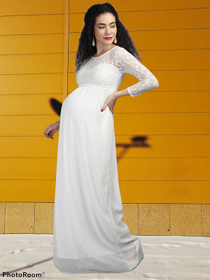 G352, White Maternity Shoot Gown, Size(All)