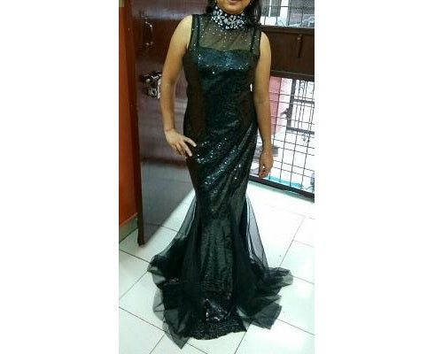 G97, Black Halter Neck Gown, Size (XS-30 to L-36)