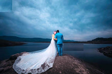 Load image into Gallery viewer, W157, White Flower Prewedding Shoot Trail Gown, Size (XS-30 to XL-40)