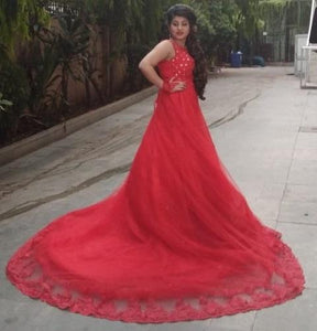 G141 (2), Red Trail Gown Prewedding Shoot, Size (XS-30 to XL-40)