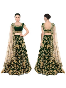L33, Green Embroidered Lehenga, Size (XS-30 to XL-40)