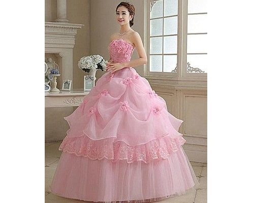 G228, Pink Tub Top Ball Gown, Size (XS-30 to XL-40)