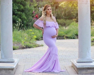 G171, Purple Maternity Shoot Trail Baby Shower Gown, Size (XS-30 to XL-40)