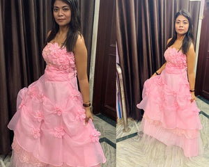 G228, Pink Tub Top Ball Pre-Wedding Shoot Gown, Size (XS-30 to XL-40)