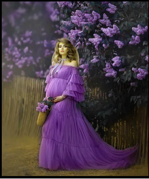 G2018, Royal Purple Frilled Long Trail Gown (All Sizes)pp