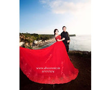 Load image into Gallery viewer, G134 (2), Red OffShoulder Cap Sleeves Trail Ball Gown, Size (XS-30 to XXL-42)