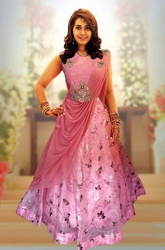 L7, Pink Saree Gown (Raashi Khanna), Size (XS-30 to XXL-42) – Style Icon  www.dressrent.in