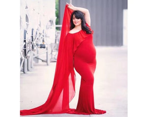 G246 (3) Red Wine Maternity Shoot Baby Shower Trail  Lycra Fit Gown, Size (ALL)