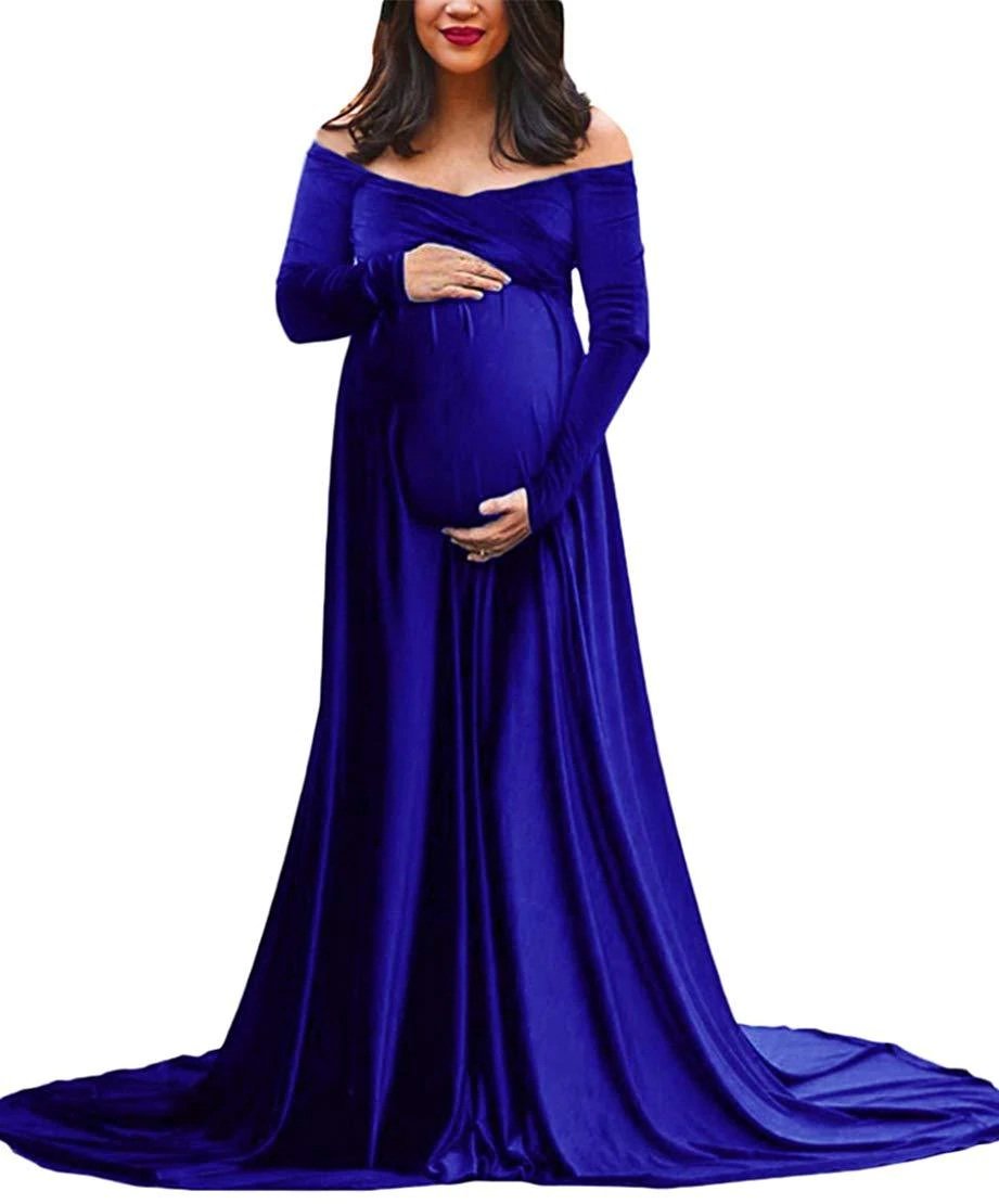 Royal Blue Lycra and Georgette Maternity Dress – iwearmystyle
