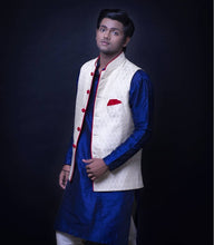 Load image into Gallery viewer, M6, Gold Jacket with Maroon Lining and Navy Blue Kurta Gold Pyjami, Size (38 to 42)