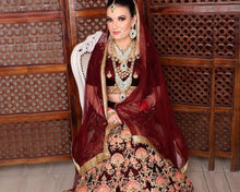 Load image into Gallery viewer, L30, Coffee pink multicolor Thread Work Lehenga  Size (XS-30 to XL-40)