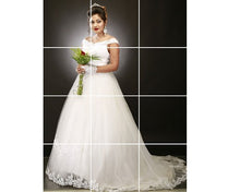 Load image into Gallery viewer, W164, White Slit Neckline trail Ball Gown, Size (XS-30 to XL-40)