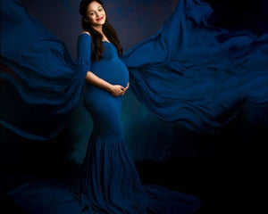 G207,(4) Navy Blue Maternity Shoot Baby Shower Trail Lycra Body Fit Gown, Size(All)