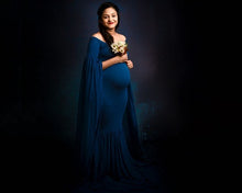Load image into Gallery viewer, G207,(4) Navy Blue Maternity Shoot Baby Shower Trail  Lycra Fit Gown, Size(All)