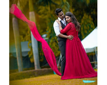 Load image into Gallery viewer, G183 (5), Wine  Half Sleeves Prewedding Shoot Infinity Long Trail Gown, Size (XS-30 to XL-40)