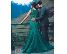 Load image into Gallery viewer, G78, Green Lace Tube Mermaid Gown, Size (XS-30 to L-36)