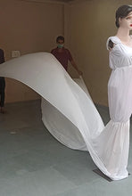 Load image into Gallery viewer, G47, White Maternity Baby Shower Long Trail  Lycra Fit Gown, Size (All)
