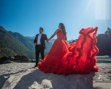 Load image into Gallery viewer, G137 (9), Luxury Red Puffy Cloud Trail Ball Gown, Size (XS-30 to xl 42)