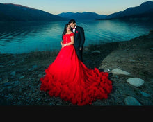 Load image into Gallery viewer, G137 (9), Luxury Red Puffy Cloud Trail Ball Gown, Size (XS-30 to xl 42)