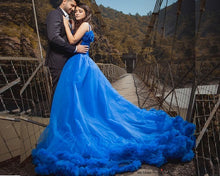 Load image into Gallery viewer, G237 (2),Luxury Royal Blue Puffy Cloud Trail Ball Gown,  Size - (XS-30 to XXL-42)