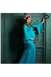 G45, Blue Maternity Shoot Trail Baby Shower  Lycra Fit Gown, Size (ALL)