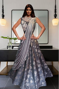 L5, Grey Saree Gown (Shilpa Shetty), Size (XS-30 to XXL-42)