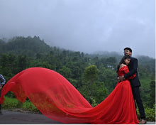 Load image into Gallery viewer, G603 (4), Red Slit Cut Semi Offshoulder Prewedding Long Trail Gown, (All Sizes)