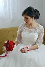 Load image into Gallery viewer, W165, Off- White Sleeves-Lace Ball Gown, Size (XS-30 to L-38)