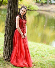 Load image into Gallery viewer, G127 (3), Wine Flower Prom Ball Gown, Size (XS-30 to XL-40)