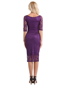 Purple Sleeves Cocktail Dress,Size (XS-30 to L-38)