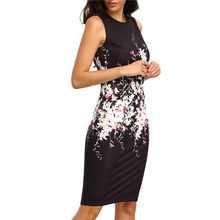 Load image into Gallery viewer, Sleeveless Floral Print Knee Length Party Dress,Size (XS-30 to L-38)