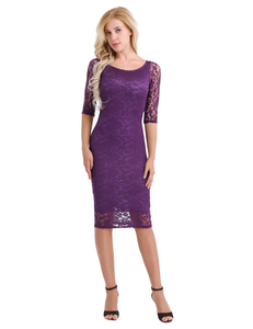 Purple Sleeves Cocktail Dress,Size (XS-30 to L-38)