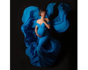 G46 (2), Blue Maternity Shoot Trail Baby Shower Lycra Body Fit Gown, Size (ALL)