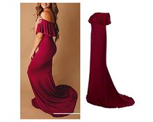 Load image into Gallery viewer, G42 (4), Long Off Shoulder Wine dress, Size (all)
