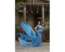 Load image into Gallery viewer, G46 (2), Blue Maternity Shoot Trail Baby Shower Lycra Body Fit Gown, Size (ALL)