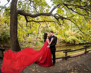 G127 (3), Wine Prom Prewedding Shoot Trail Gown, Size (XS-30 to XL-40)