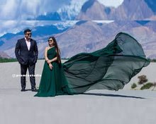 Load image into Gallery viewer, G875 (4) , Bottle Green One Shoulder Prewedding Long Trail Gown (All Sizes)