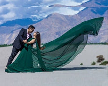 Load image into Gallery viewer, G875 (4), Bottle Green One Shoulder Maternity Shoot Long Trail Gown, Size (All)