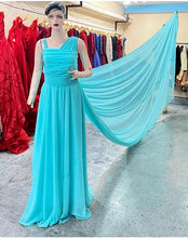 Load image into Gallery viewer, G375 (2), Ocean Green One Shoulder Prewedding Long Trail Gown, Size (All)