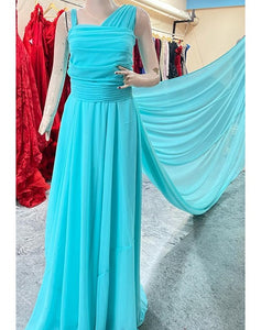 G375 (2) , Ocean Green One Shoulder Maternity Shoot Long Trail Gown, Size (All)