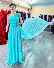 Load image into Gallery viewer, G375 (2) , Ocean Green One Shoulder Maternity Shoot Long Trail Gown, Size (All)