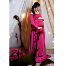 Load image into Gallery viewer, G44 (10)  Wine Red Maternity Shoot Trail Baby Shower  Lycra Fit Gown, Size (ALL)